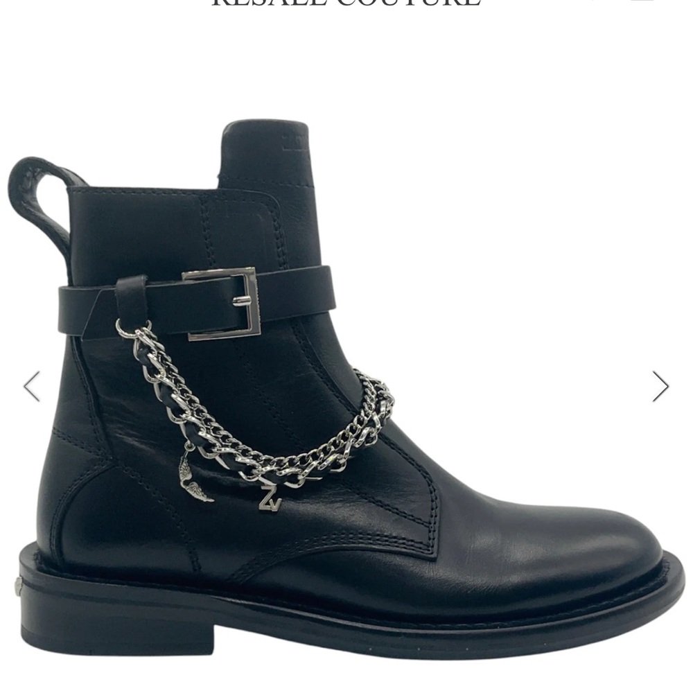 ZADIG & VOLTAIRE BLACK LAMBSKIN LAUREEN ANKLE BOOTS